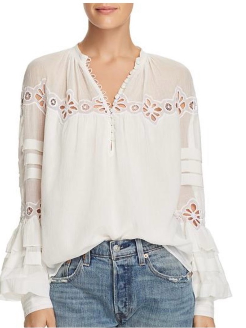 Rebecca Taylor EYELET PINWHEEL BLOUSE